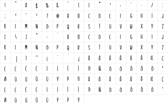 Bonrin Regular  glyph index