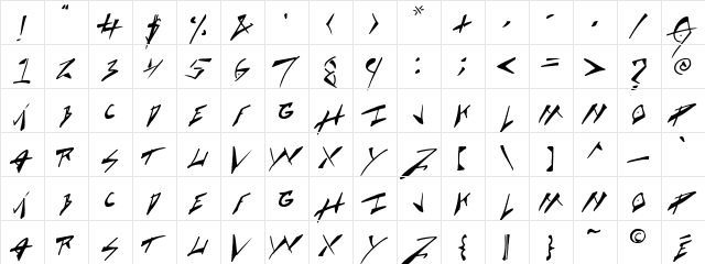 Cock Boat Regular  glyph index