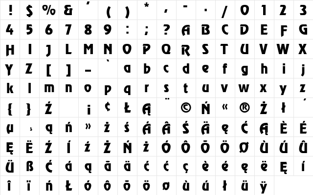 PL Renfrew Regular  glyph index