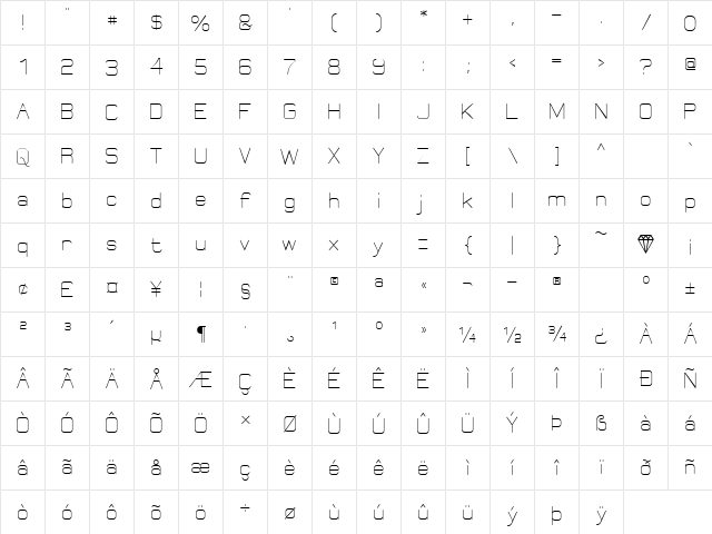 Elgethy Regular  glyph index