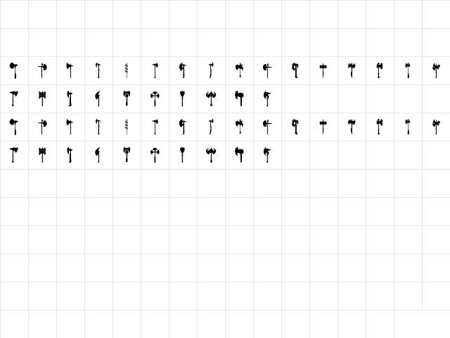 axe for warrior Regular  glyph index