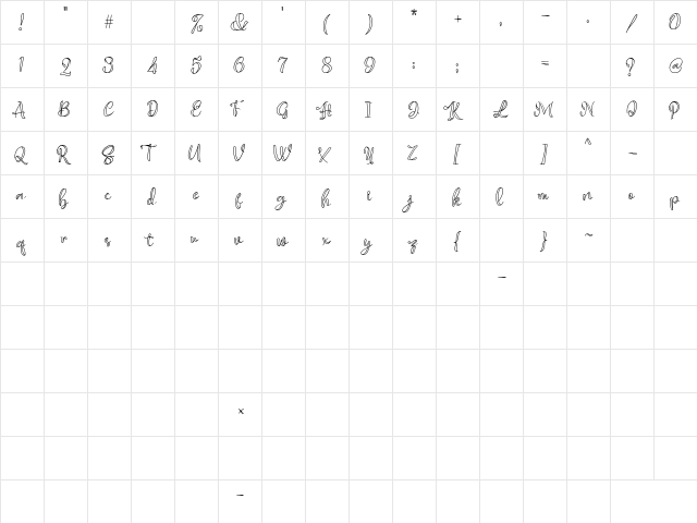 Anylove Line  glyph index