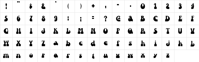 SEGAR Regular  glyph index