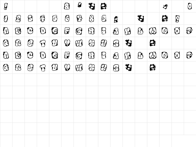 El&Font Bubble Regular  glyph index