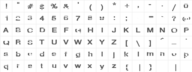 HvStripe-ExtraBold Hollow Regular  glyph index