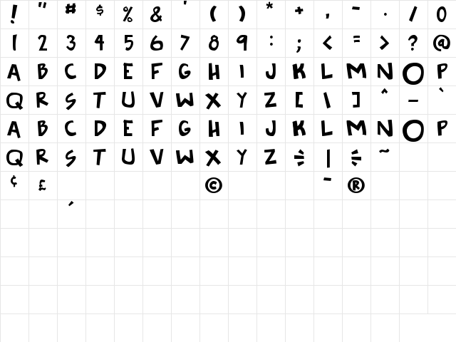 Knee to the face Regular  glyph index