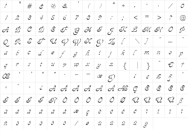Pollux Regular  glyph index