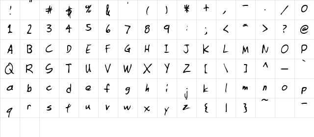 Orinda Regular  glyph index