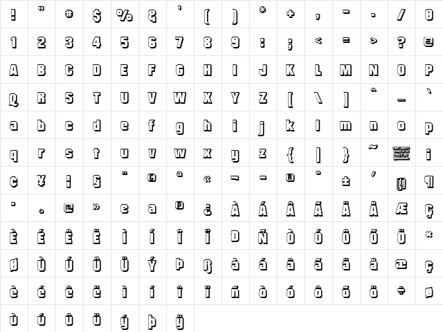 Mister Belvedere 3D Regular  glyph index