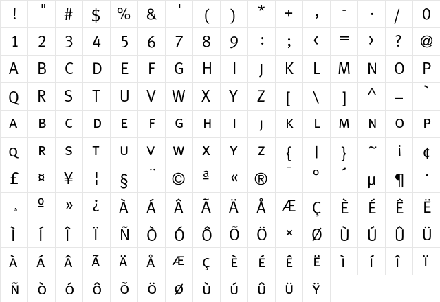 Meta-Caps Regular  glyph index