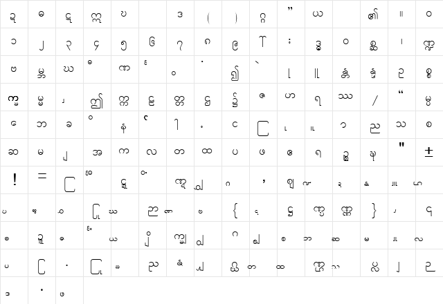 Code1 Regular  glyph index