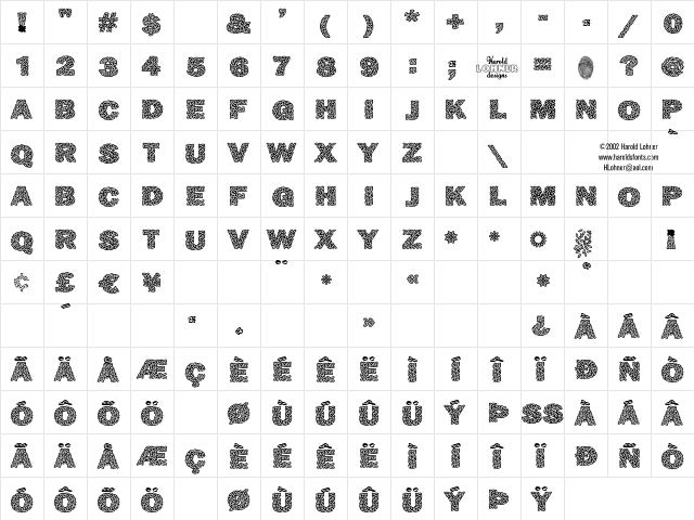 RicecakesTwo Regular  glyph index