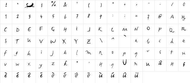 Foxhop Regular  glyph index