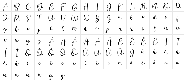 Better Caramel Regular  glyph index