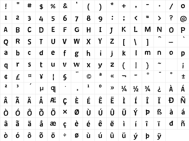 Coventry ITC Std Medium  glyph index