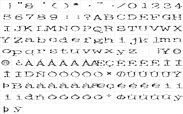 FZ WACKY 34 EX Normal  glyph index