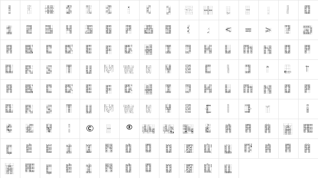 Sexta Susse Regular  glyph index