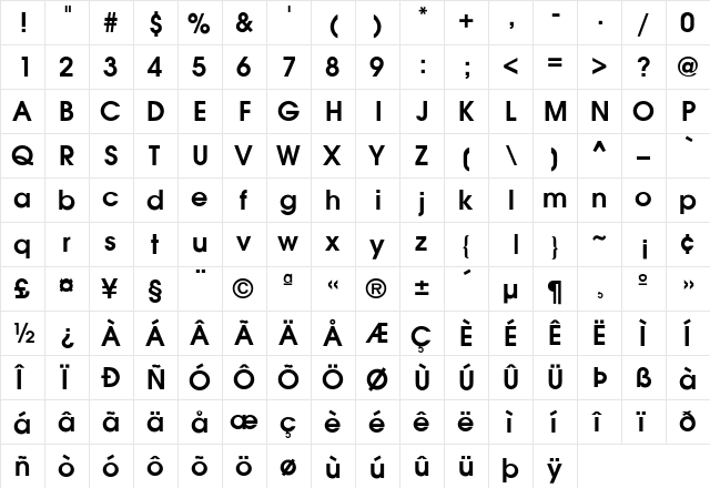 Gardenzi - Demi Regular  glyph index