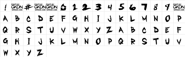 GwizsK Regular  glyph index