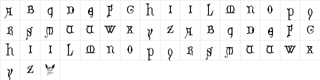 Decorated Majuscules, 14th c. Regular  glyph index