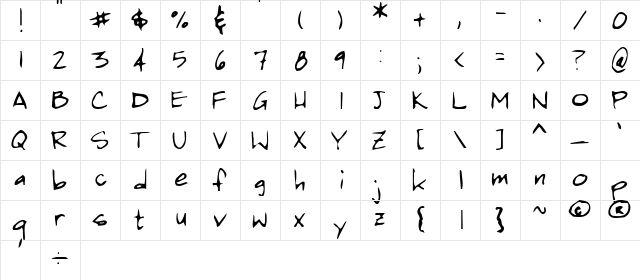 PenPalOne8 Regular  glyph index