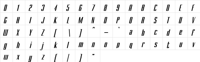 BRANCHE Italic  glyph index