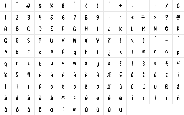 Halloween Day Regular  glyph index