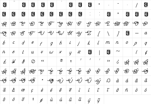 Lyodra Regular  glyph index