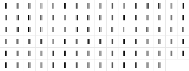 BC C39 Narrow Regular  glyph index