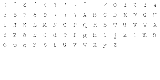 FifthCopySSK Regular  glyph index