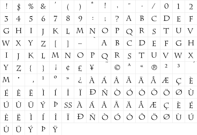 Charlesworth Regular  glyph index