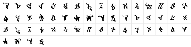 BLUE Regular  glyph index