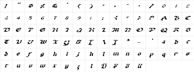 Uberh&#56946&#57189 Lazar ExpItalic Lazar ExpItalic  glyph index