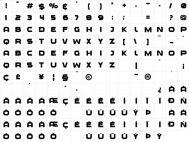 Outlier Regular  glyph index