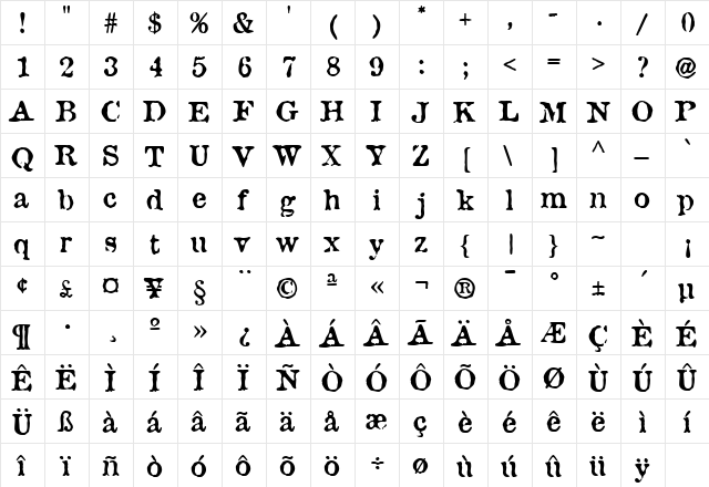 WantAdSSK Regular  glyph index
