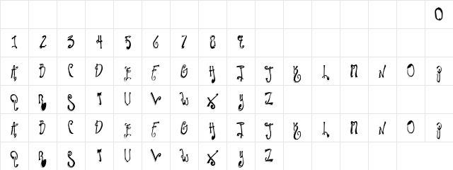 Dancing Beauty Regular  glyph index