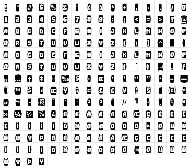 a_SimplerCmBrk Bold  glyph index