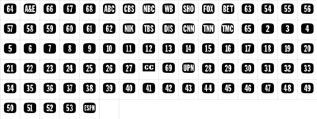 Tee Vee Set JL Regul1  glyph index