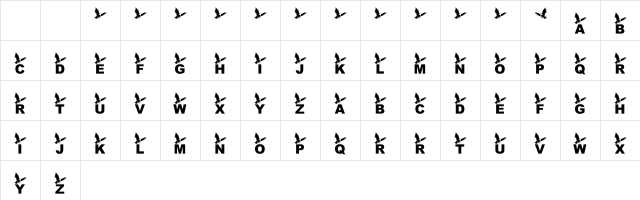 KR Crow Regular  glyph index