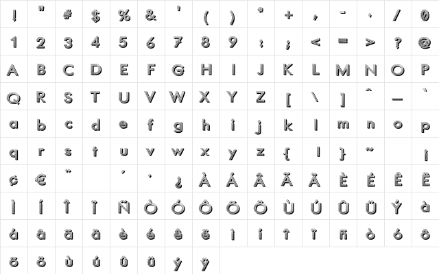 Phoenix Rising Regular  glyph index