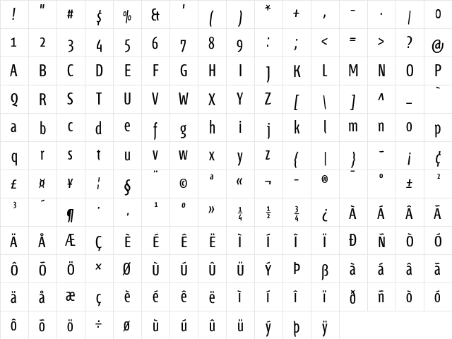 Fontana ND Ee OsF Normal  glyph index