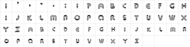 Pencil Caps Regular  glyph index