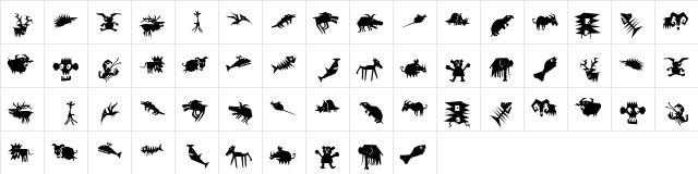 AnimaliaScissored Regular  glyph index