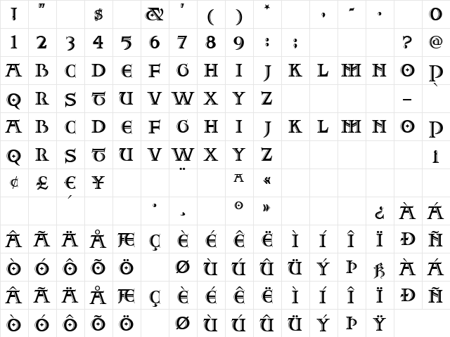 TwoForJuanNF Regular  glyph index