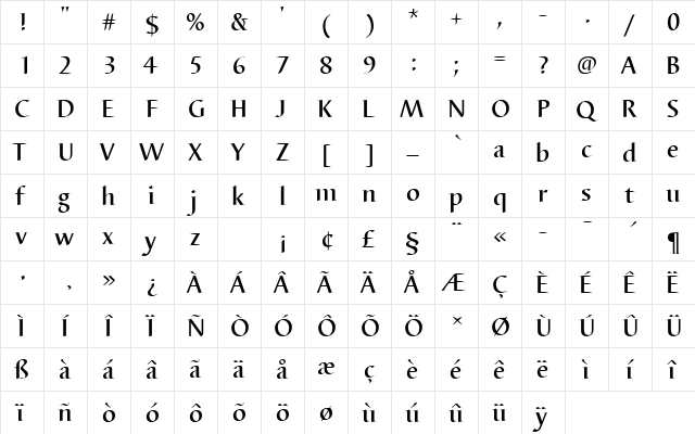 BarbedorTMedRo1 Regular  glyph index