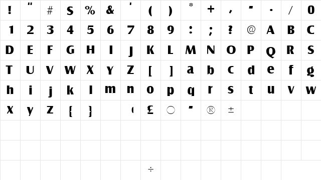 NautoSSK Regular  glyph index