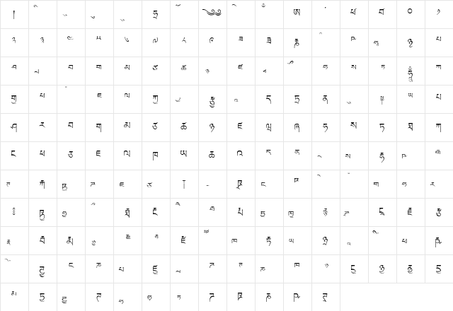 LTibetan Regular  glyph index
