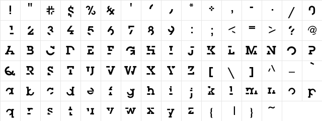 MissingLink Regular  glyph index