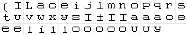Code 8x8 Regular  glyph index