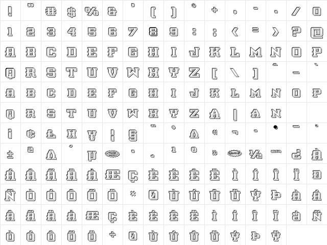 Interceptor Engraved Regular  glyph index
